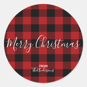 Rood & Zwart Landelijk Buffalo Gingham Schotland K Ronde Sticker