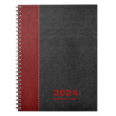 Rood Zwart leder Custom Diary Tekst Notitieboek (Voorkant)