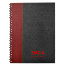Rood Zwart leder Custom Diary Tekst