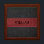 Rood & Zwart  leertextuur Cadeaudoosje<br><div class="desc">Elegant afbeelding van rood en zwart  lederen textuur met stiksels effect.  monogram in het zwart.</div>
