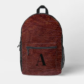 Rood & zwart leren look monogram bedrukte rugzak (Voorkant)