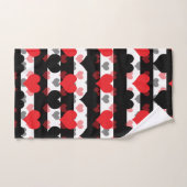 Rood Zwart Liefde Harten Met Zwart Wit Strepen Bad Handdoek (Handdoek)