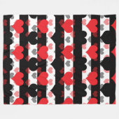 Rood Zwart Liefde Harten Met Zwart Wit Strepen Fleece Deken (Voorkant (Horizontaal))