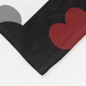 Rood Zwart Liefde Harten Met Zwart Wit Strepen Fleece Deken (Hoek)