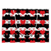 Rood Zwart Liefde Harten Met Zwart Wit Strepen Groot Cadeauzakje (Achterkant)