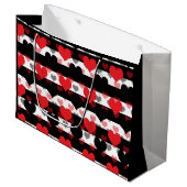 Rood Zwart Liefde Harten Met Zwart Wit Strepen Groot Cadeauzakje (Voorkant Gekanteld)