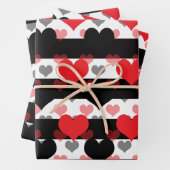 Rood Zwart Liefde Harten Met Zwart Wit Strepen Inpakpapier Vel (In situ)