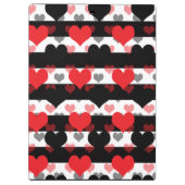 Rood Zwart Liefde Harten Met Zwart Wit Strepen Klembord (Achterkant)