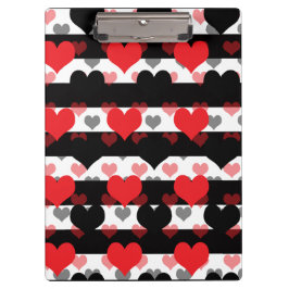 Rood Zwart Liefde Harten Met Zwart Wit Strepen Klembord