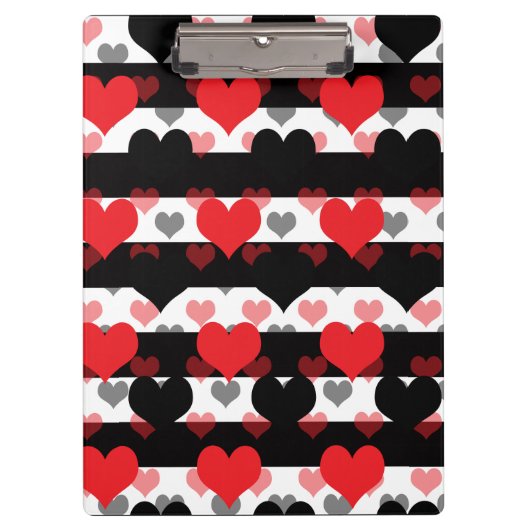 Rood Zwart Liefde Harten Met Zwart Wit Strepen Klembord (Voorkant)