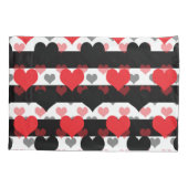 Rood Zwart Liefde Harten Met Zwart Wit Strepen Kussensloop (Achterkant)