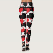 Rood Zwart Liefde Harten Met Zwart Wit Strepen Leggings (Achterkant)