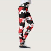 Rood Zwart Liefde Harten Met Zwart Wit Strepen Leggings (Rechts)