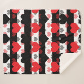 Rood Zwart Liefde Harten Met Zwart Wit Strepen Sherpa Deken (Voorkant (horizontaal))