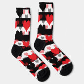Rood Zwart Liefde Harten Met Zwart Wit Strepen Sokken (Rechts)