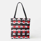Rood Zwart Liefde Harten Met Zwart Wit Strepen Tote Bag (Achterkant)