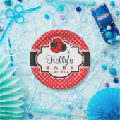 Rood & Zwart lieveheersbeestje; Schattige Baby sho Papieren Bordje (Feest)