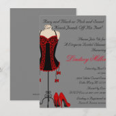Rood & Zwart Lingerie Vrijgezellenfeest Uitnodigen Kaart (Voorkant / Achterkant)