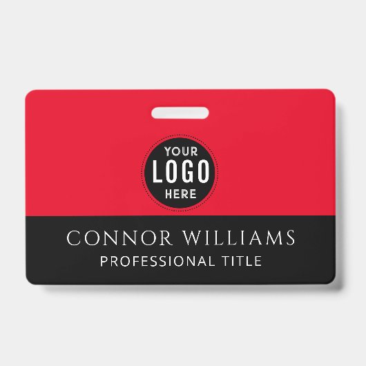 Rood Zwart Logo Personeels-ID Badge (Voorzijde)