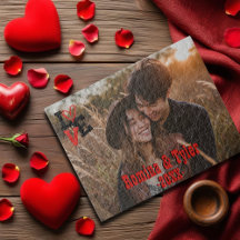 Rood & Zwart LOVE Ontwerp met Foto, Namen & Datum