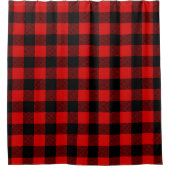 Rood Zwart Lumberjack Buffalo Plaid Douchegordijn (Voorkant)