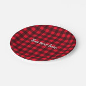 Rood zwart lumberjack buffolo plaid papieren bordje (Gekanteld)