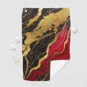 Rood zwart marmeren patroon met goud golfhanddoek (Insitu)