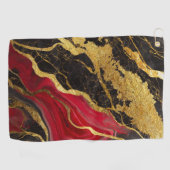 Rood zwart marmeren patroon met goud golfhanddoek (Horizontaal)
