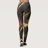Rood zwart marmeren patroon met goud leggings (Achterkant)