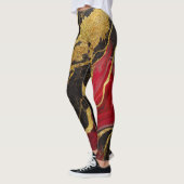 Rood zwart marmeren patroon met goud leggings (Links)