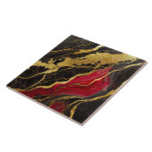 Rood zwart marmeren patroon met goud tegeltje (Zijkant)