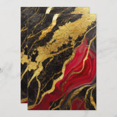 Rood zwart marmerpatroon met goud kaart (Voorkant / Achterkant)