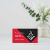 Rood & Zwart Masonic Visitekaartjes | Vrijmetselaa (Staand voorkant)
