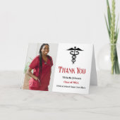 Rood Zwart Medische School Afstuderen Foto Bedankkaart (Voorkant)