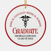 Rood Zwart Medische School Foto Aangepast Afstuder Keramisch Ornament (Voorkant)