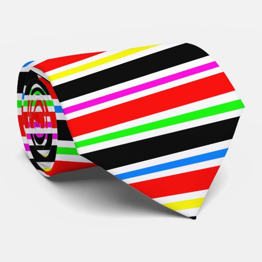 Rood Zwart Meerkleurige Kleuren Strepen Stropdas (Opgerold)