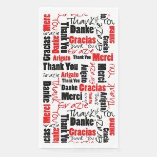 Rood Zwart Meertalige Bedankt Typografie Collage Servet
