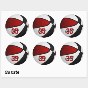 rood zwart meisjes jongens basketbal team kleuren ronde sticker