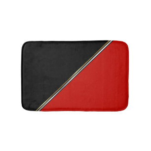 Rood zwart met goud zilveren streep badmat