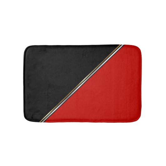 Rood zwart met goud zilveren streep badmat (Voorkant)
