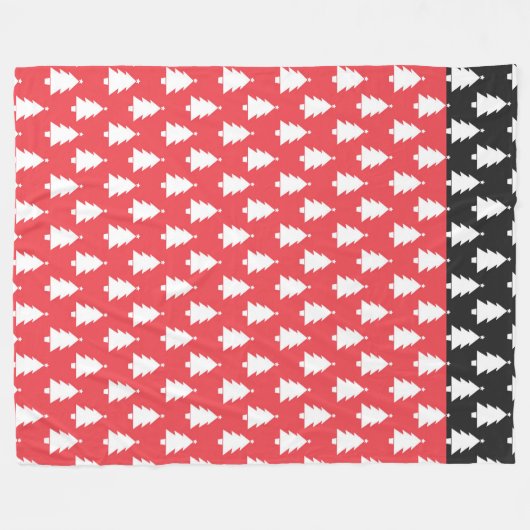 ROOD & ZWART MET RIJEN WITTE KERSTBOMEN FLEECE DEKEN (Voorkant (Horizontaal))