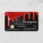 Rood Zwart Metallic Dikke Druppels Credit Visitekaartje (Voorkant)