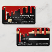 Rood Zwart Metallic Dikke Druppels Credit Visitekaartje (Voorkant / Achterkant)