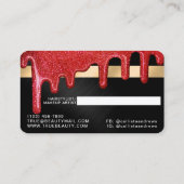 Rood Zwart Metallic Dikke Glitter Drupt Credit Visitekaartje (Achterkant)