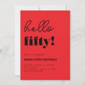 Rood Zwart Modern 50e verjaardag Kaart (Voorkant)