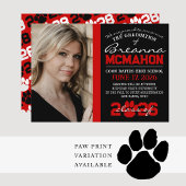 Rood & Zwart Modern Afstuderen Fotoaankondiging Kaart