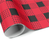 rood & zwart modern buffelplaid Monogram initiaal Cadeaupapier (Rol Hoek)