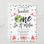 Rood Zwart Modern One in een meloen 1e verjaardag Kaart (Voorkant)