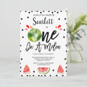 Rood Zwart Modern One in een meloen 1e verjaardag Kaart (Staand voorkant)