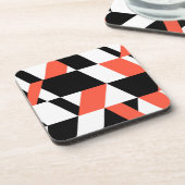 Rood-zwart, modern, trendy, geometrisch ontwerp in bier onderzetter (Linkerzijde)